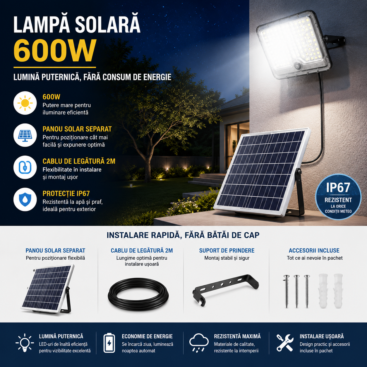 Lampa Solara 600W