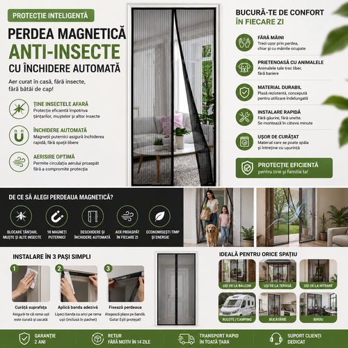 Perdea Magnetica Anti-Insecte - 1x2.2m