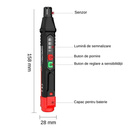 Detector de gaz portabil, alarma vizuala si sonora, sensibilitate reglabila