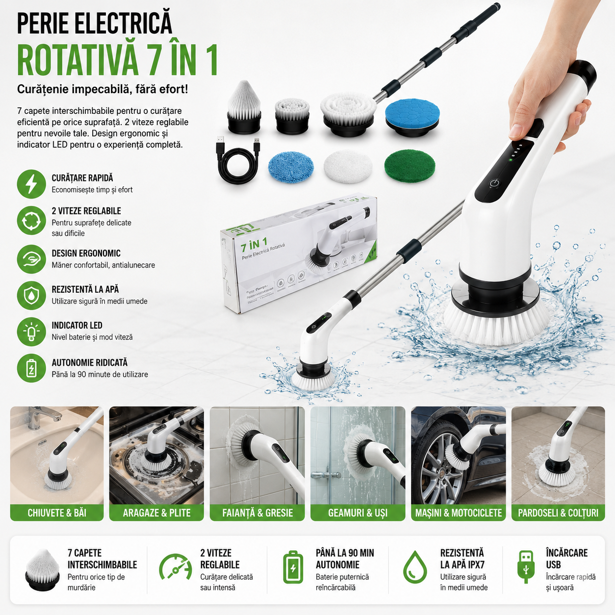 Perie Electrica Rotativa 7 in 1 - Super curatenie